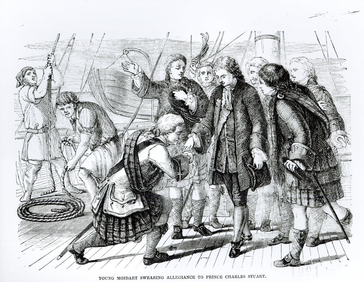 Młody Moidart przysięga wierność księciu Karolowi Edwardowi Stuartowi (1720-88) autorstwa English School