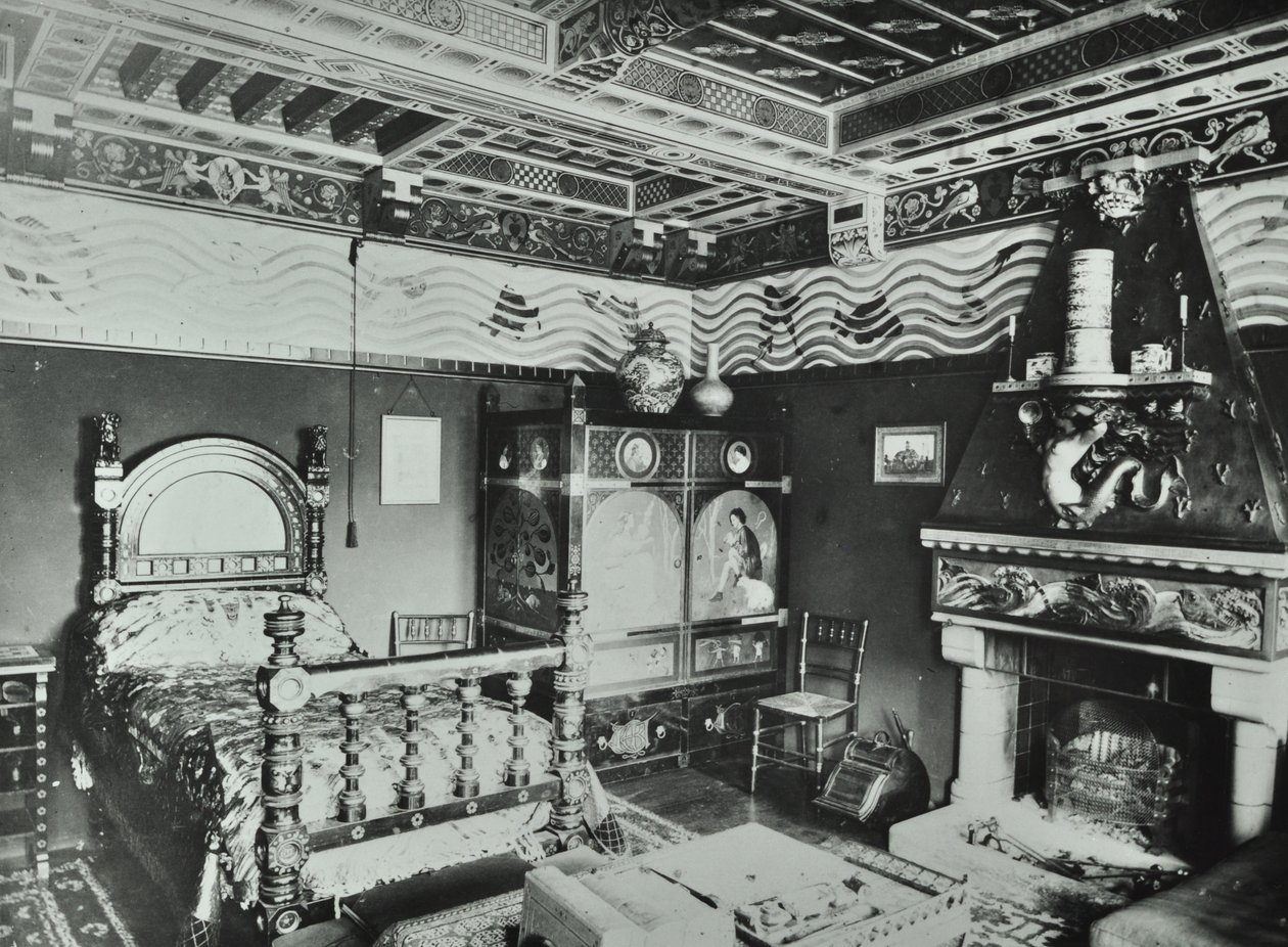 9 Melbury Road: sypialnia, 1890 autorstwa English Photographer