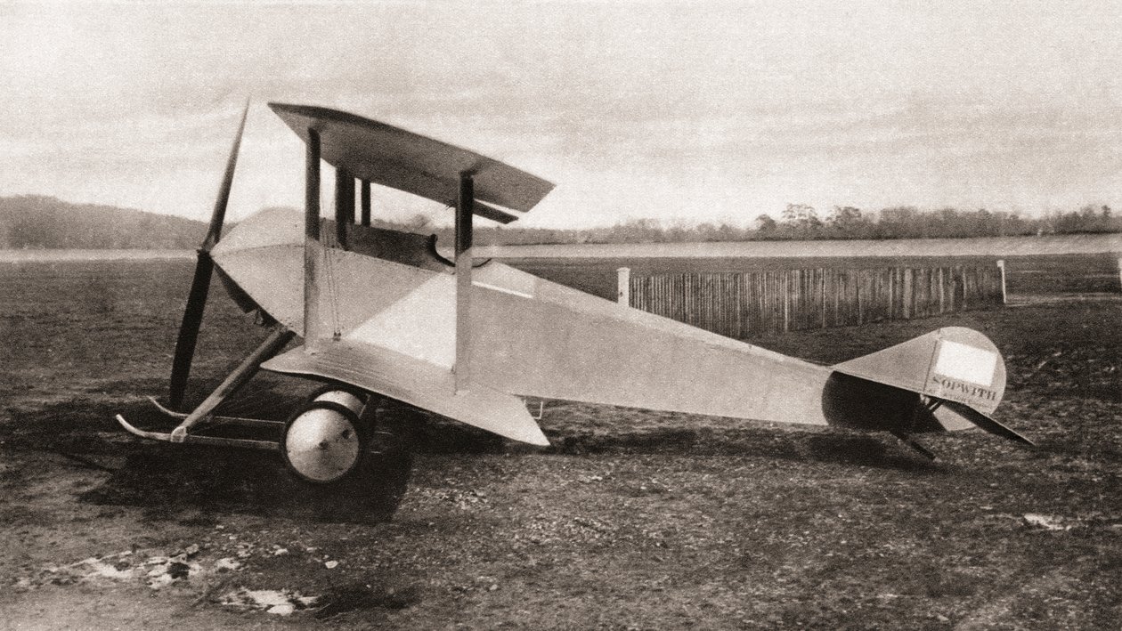Sopwith Tabloid, jednomiejscowy dwupłatowy traktor zwiadowczy używany podczas I wojny światowej, z The Illustrated War News, 1915 autorstwa English Photographer