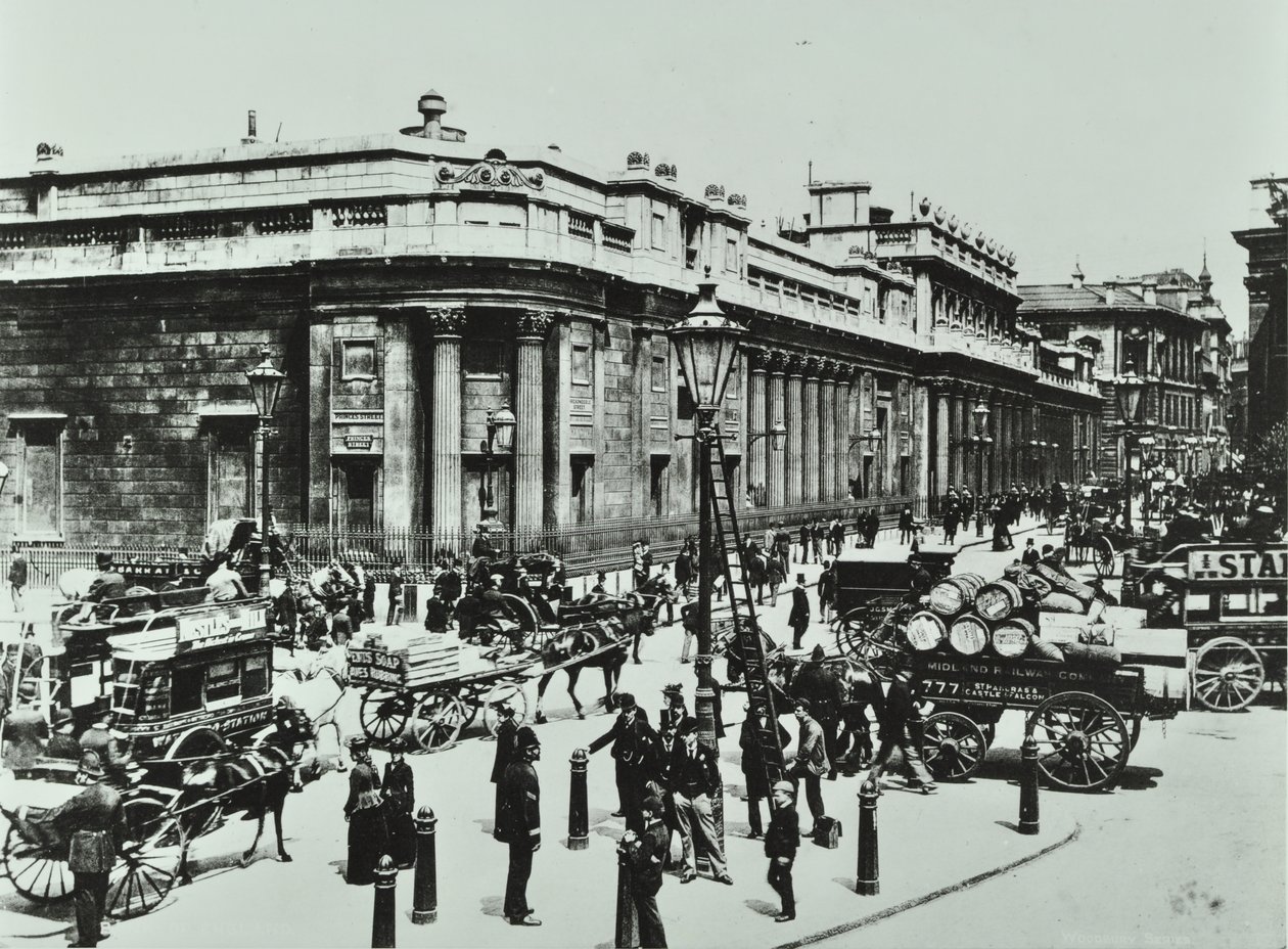 Bank of England, Threadneedle Street, City of London, 1890 autorstwa English Photographer