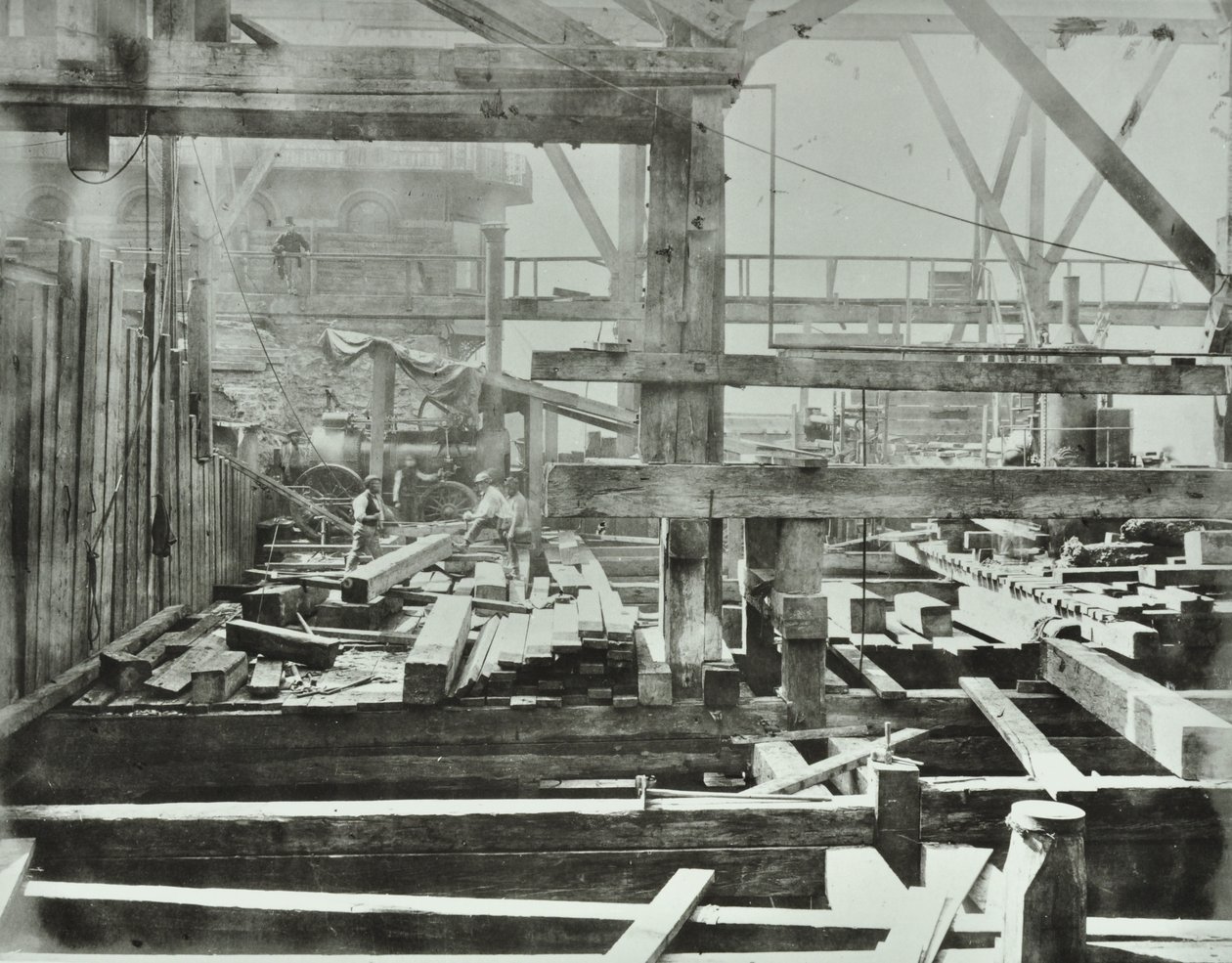 Blackfriars Bridge: prace budowlane w toku, 1869 autorstwa English Photographer