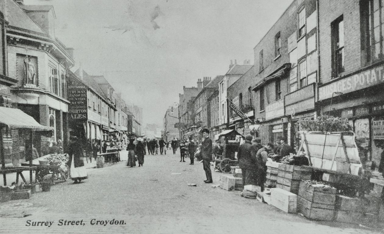 Britannia, Surrey Street, Croydon: targ uliczny, 1890 autorstwa English Photographer