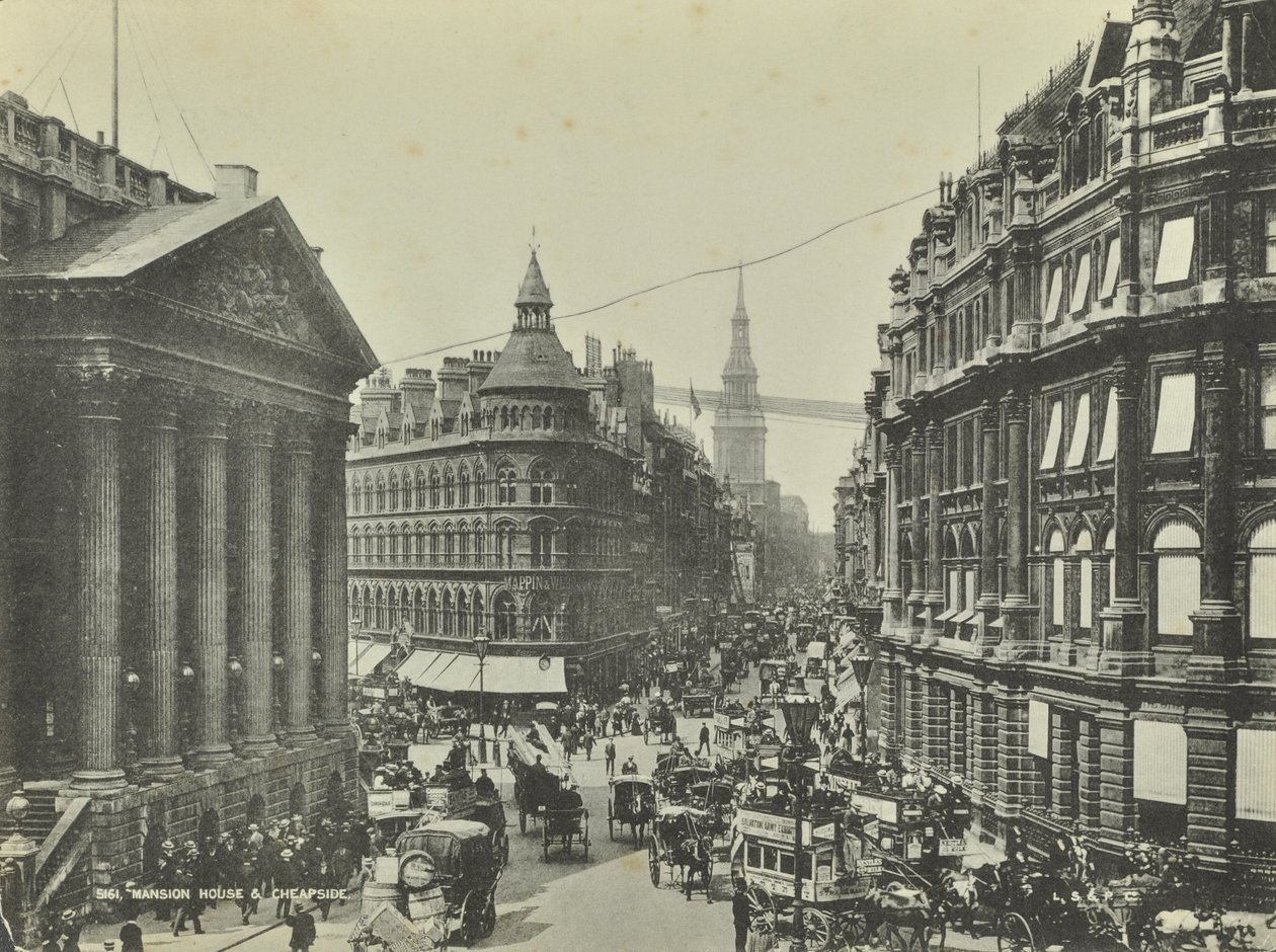 Cheapside, z Mansion House, City of London, 1885 autorstwa English Photographer