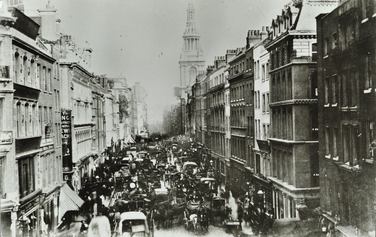 Cheapside, patrząc na wschód do Bow Church, City of London, 1880 autorstwa English Photographer