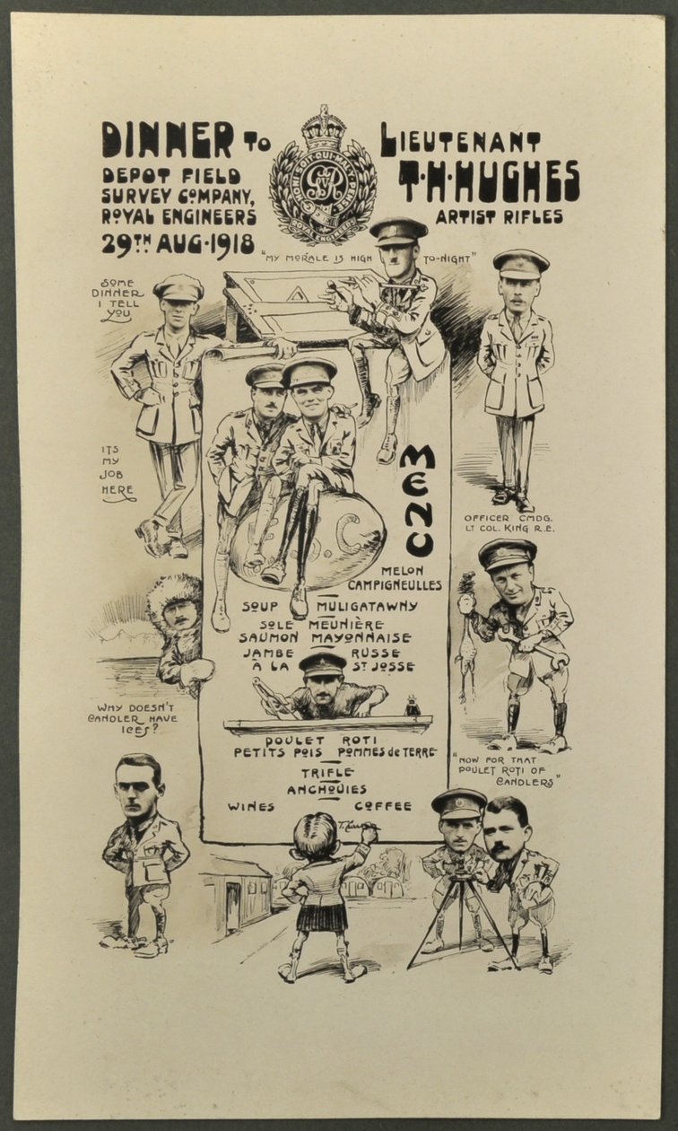 Kolacja dla porucznika T.H. Hughesa, Artist Rifles, Depot Field Survey Company, Royal Engineers, 29 sierpnia 1918 autorstwa English Photographer