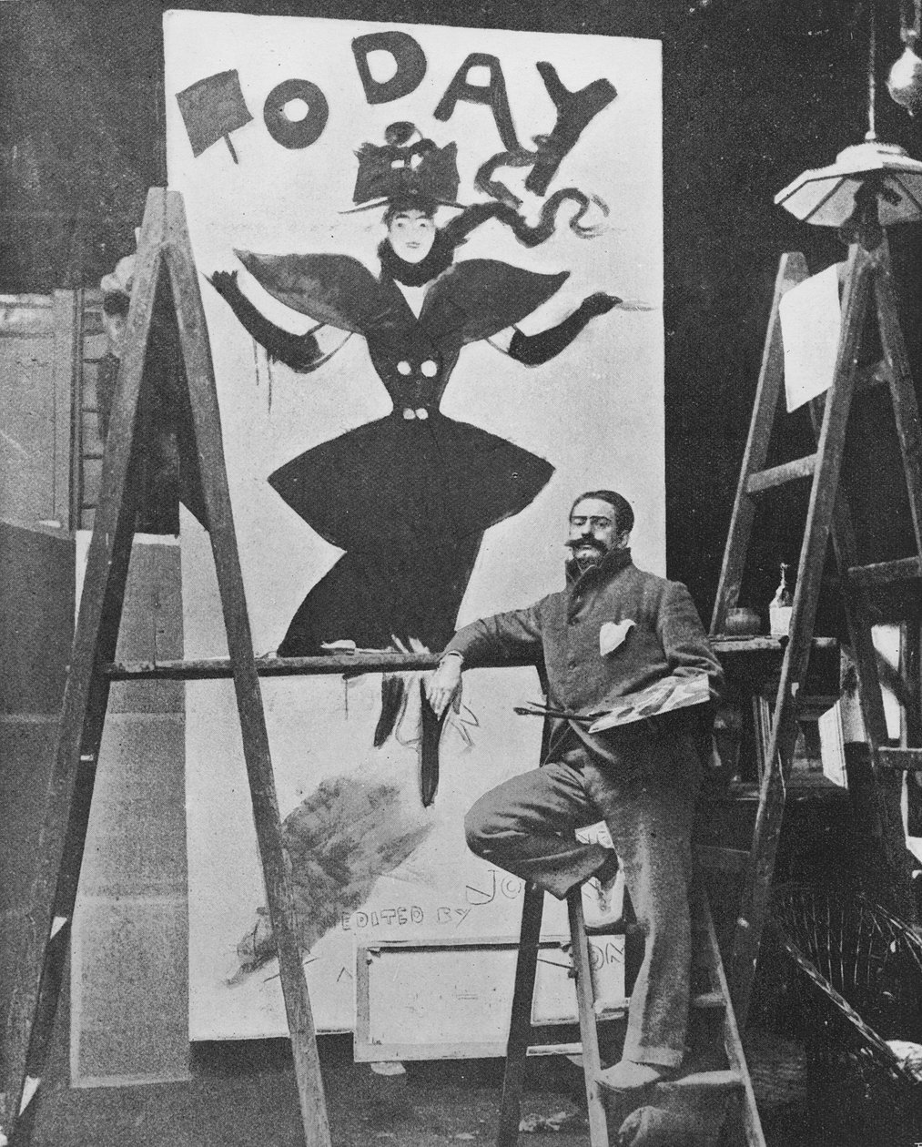 Dudley Hardy maluje plakat do czasopisma „Today”, ok. 1890 r. autorstwa English Photographer