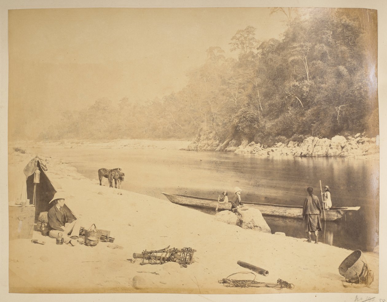 Prom na Teesta, niedaleko Bheerkotee.  Widoki Darjeeling. 1870 autorstwa English Photographer