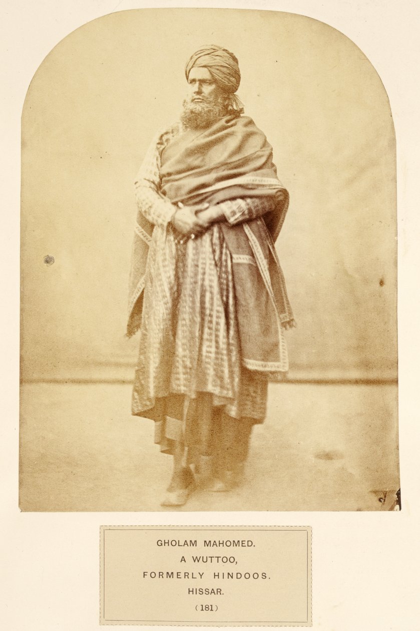 Gholam Mahomed, Wuttoo, dawniej Hindoos, Hissar, z The People of India, J. Forbes Watson, opublikowany 1868 (druk albumowy) autorstwa English Photographer
