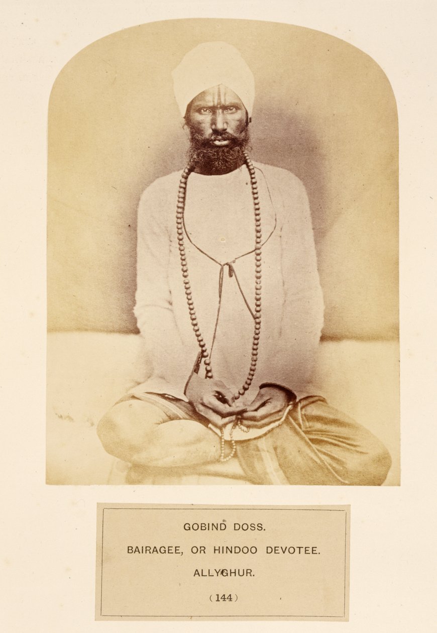 Govind Doss, Bairagee lub Hindoo Devotee, Allyghur, z The People of India, J. Forbes Watson, opublikowany 1868 (druk albumowy) autorstwa English Photographer