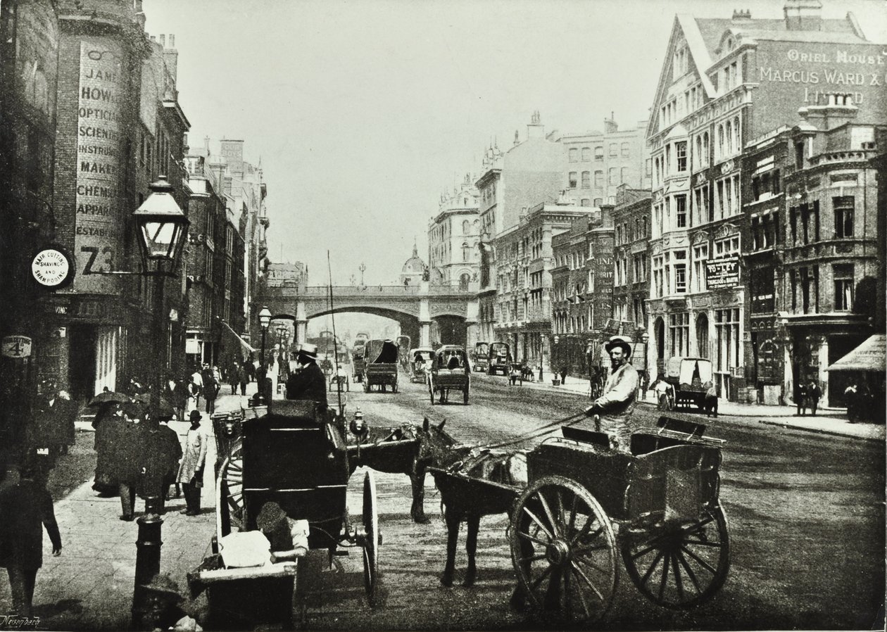 Holborn Viaduct, Farringdon Street, patrząc na północ, City of London, 1890 autorstwa English Photographer