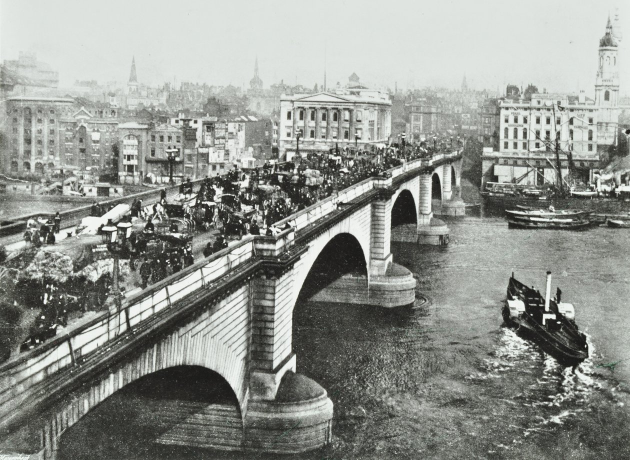 London Bridge: ruch konny na moście, 1895 autorstwa English Photographer