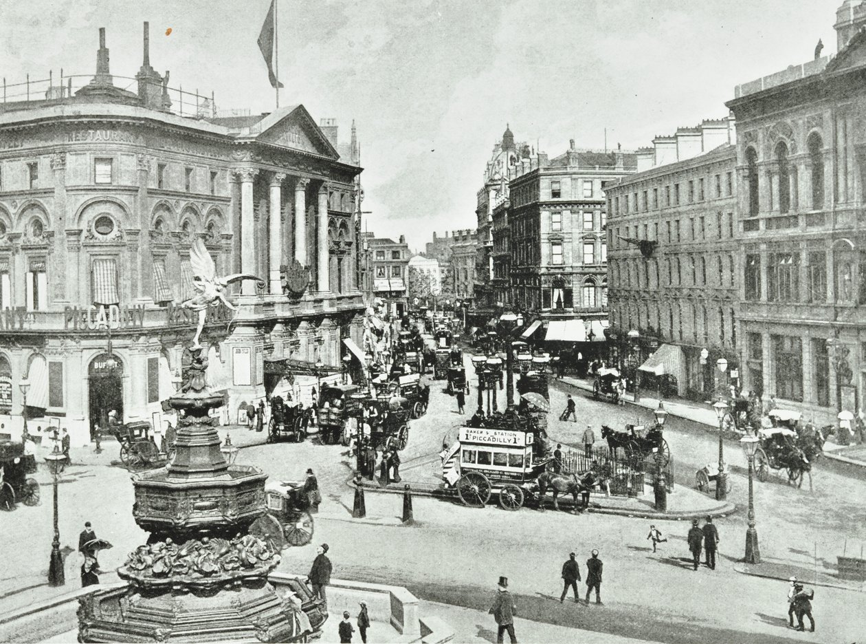 London Pavilion, Piccadilly Circus, Westminster LB: patrząc na wschód, 1896 autorstwa English Photographer