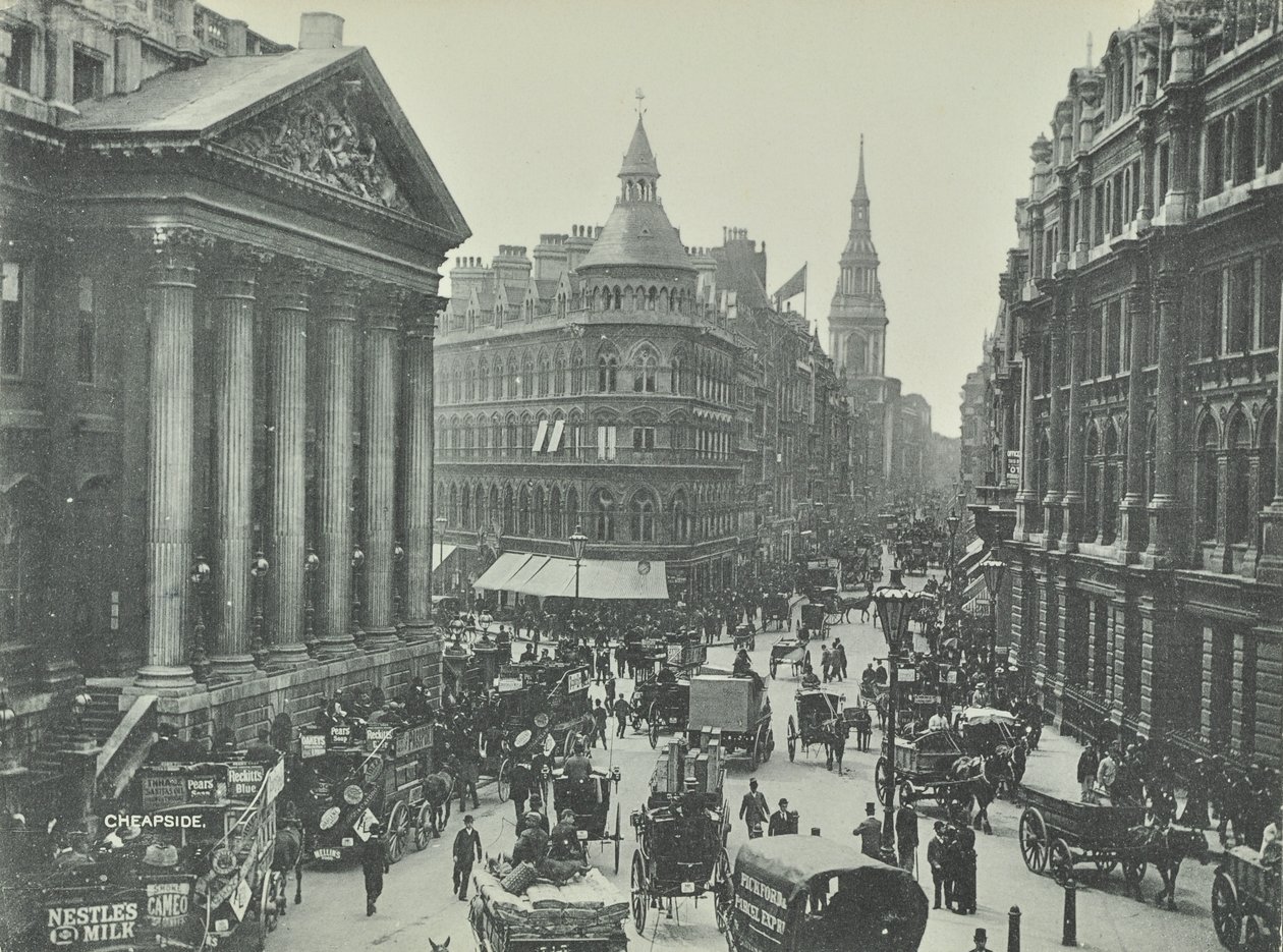 Mappin i Webb, Cheapside, z Mansion House patrząc na zachód, City of London, 1895 autorstwa English Photographer