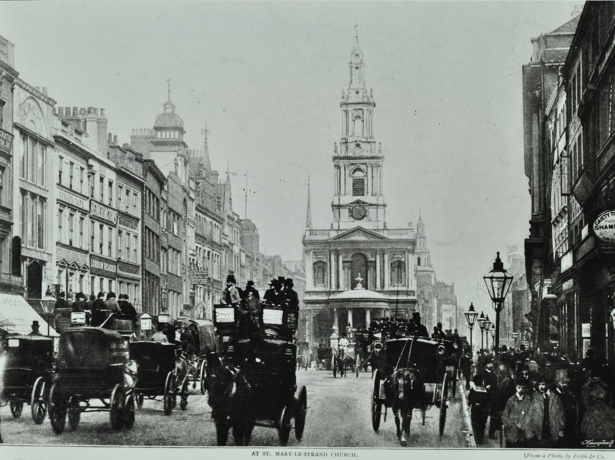 Saint Mary-le-Strand, Strand, Westminster LB: patrząc na wschód do Saint Mary-le-Strand, 1895 autorstwa English Photographer