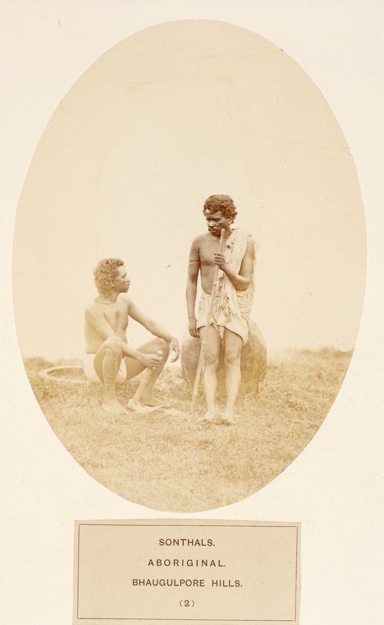Sonthals, Aborygen, Bhaugulpore Hills, z The People of India, autorstwa J. Forbes Watson, opublikowane 1868 (odbitka albuminowa) autorstwa English Photographer