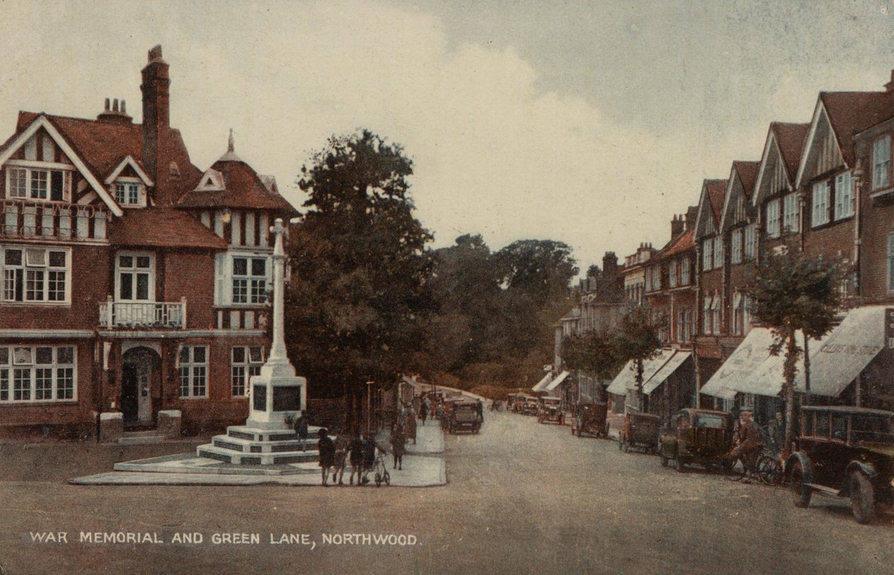 Pomnik wojenny i Green Lane, Northwood, Londyn (zdjęcie kolorowe) autorstwa English Photographer