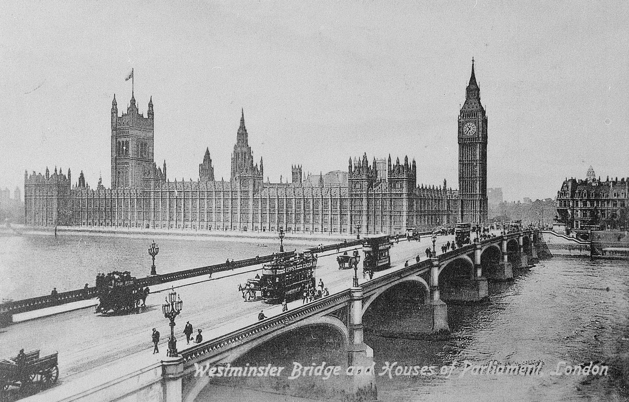 Westminster Bridge i Houses of Parliament, ok.1902 autorstwa English Photographer