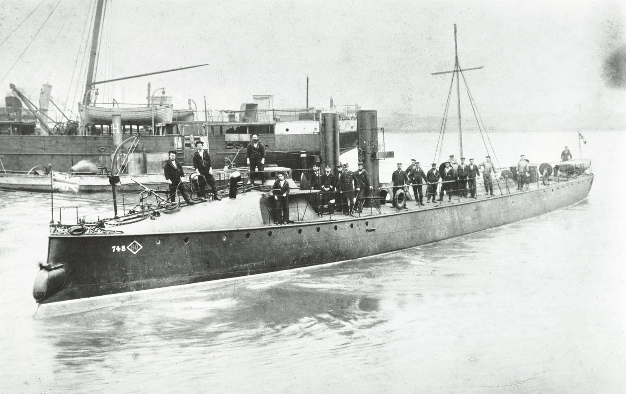 Yarrow and Company Shipbuilding Works, Isle of Dogs, torpedowiec nr. 80, Londyn, 1887 autorstwa English Photographer
