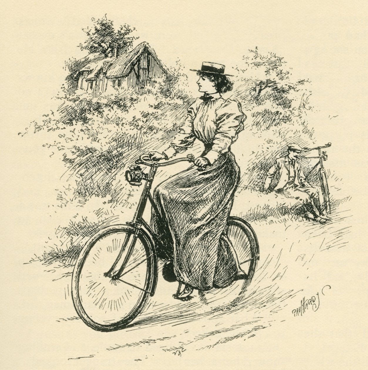 Rowerzystka z XIX w. Z magazynu Strand opublikowanego w 1897 r. autorstwa English School