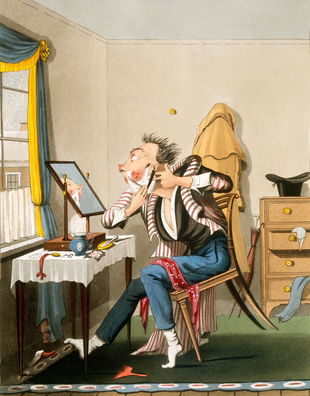 Tępa brzytwa, wyd. Hunta, 1827 (kolorowa akwaforta) autorstwa English School