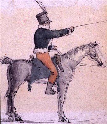 Żołnierz na koniu, ok. 1820 (akwarela na papierze) autorstwa English School