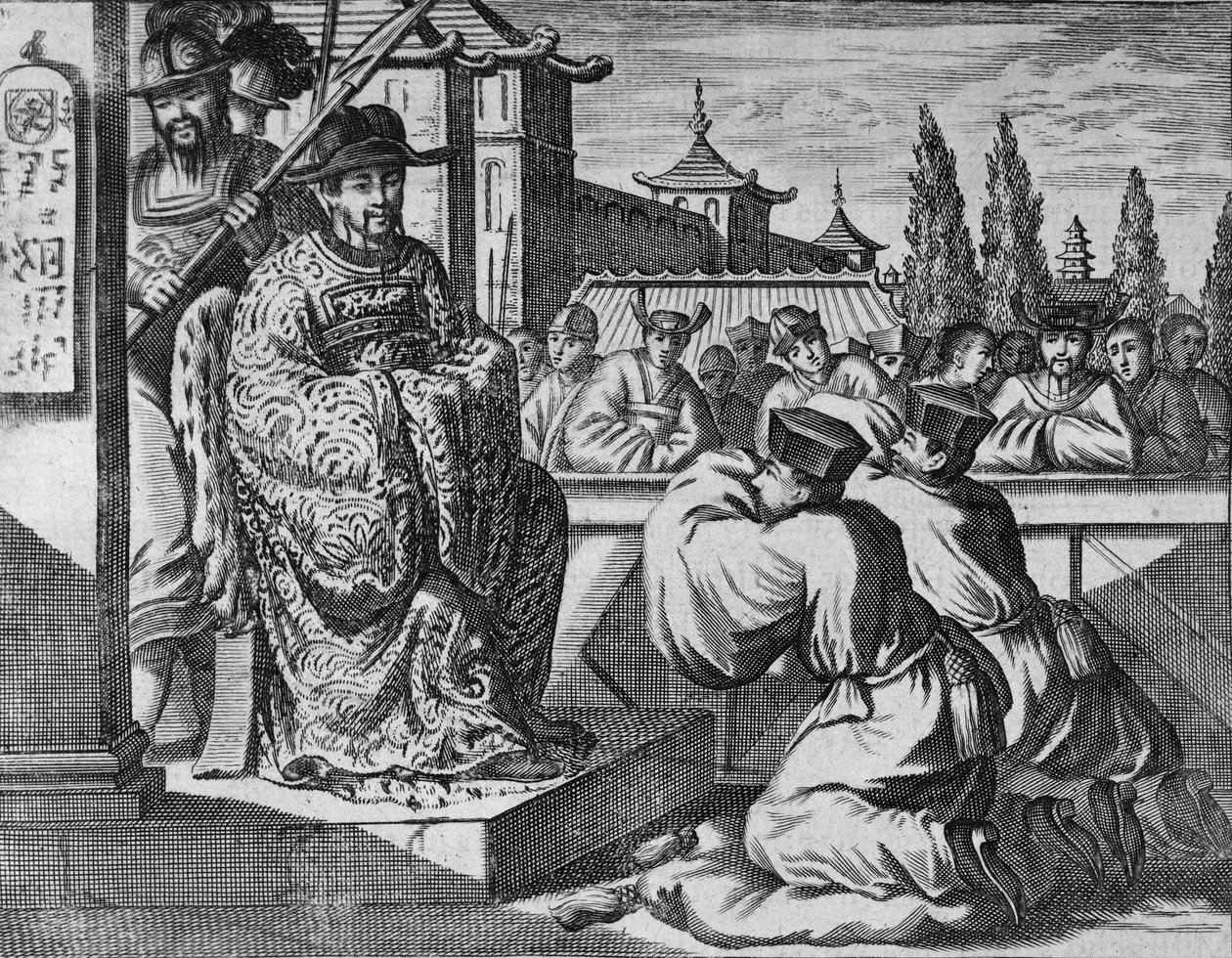 Chiński gubernator prowincji, ilustracja z opisu ambasad w Chinach, 1690 autorstwa English School