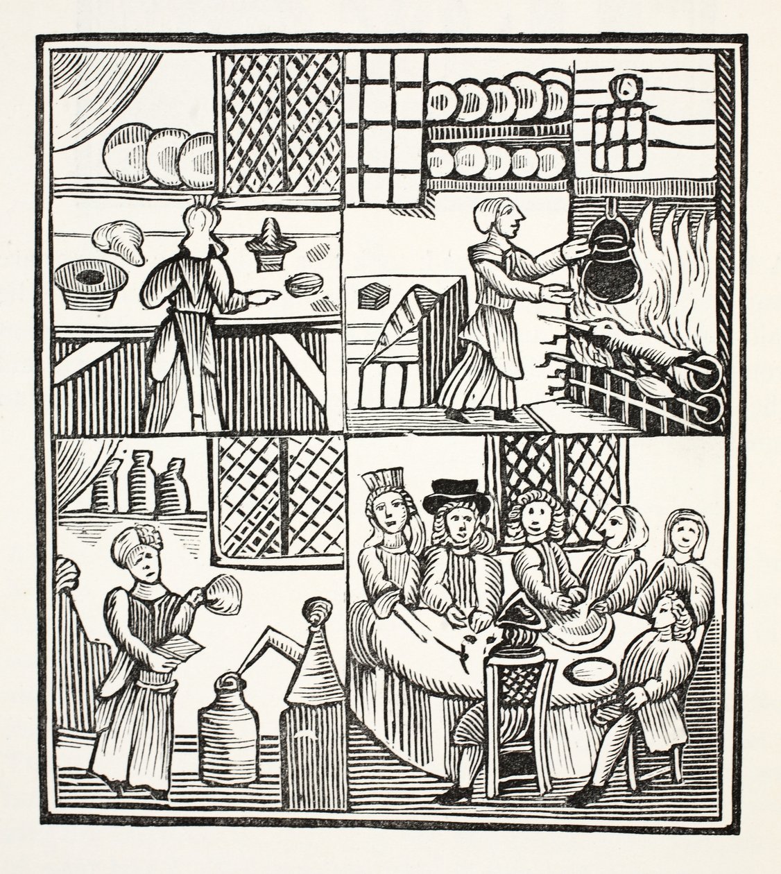 Kolekcja kwitów kulinarnych, ilustracja z książki Chap-books of the Eighteenth Century Johna Ashtona, wyd. 1882 autorstwa English School
