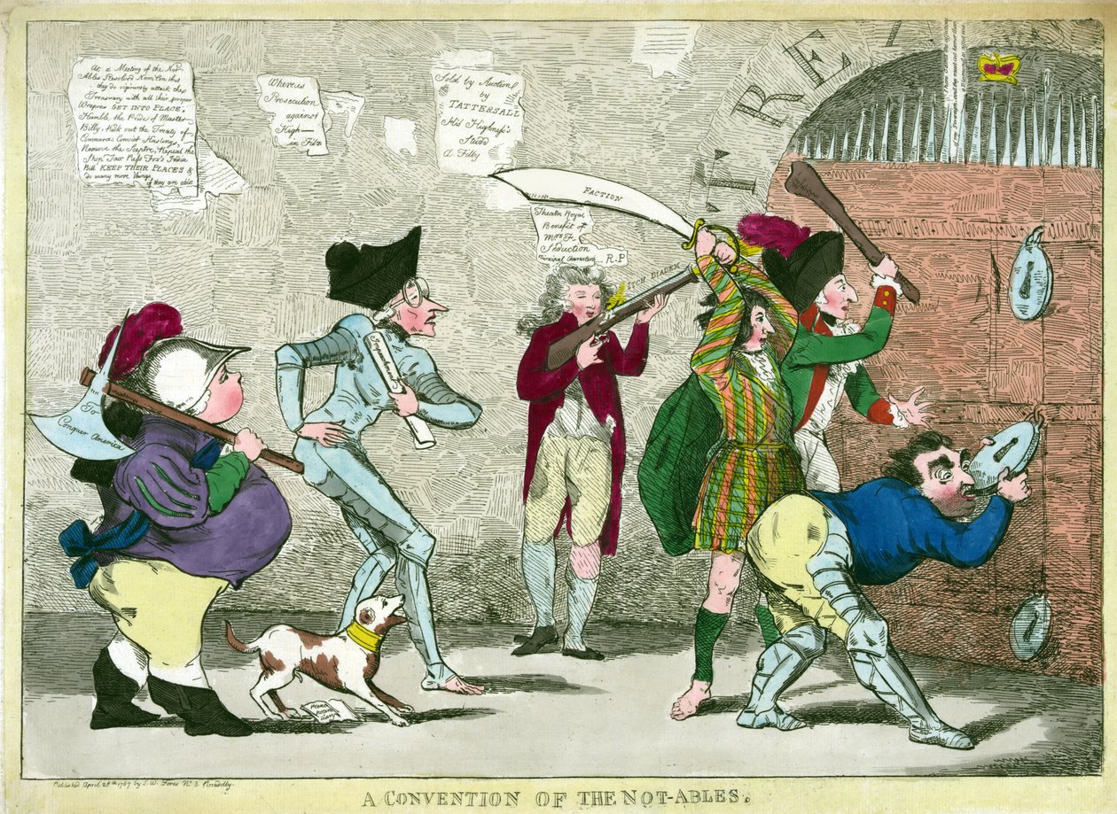Zjazd Nie-Ablasów, wyd. 1787 (grawerowanie ręcznie kolorowane) autorstwa English School