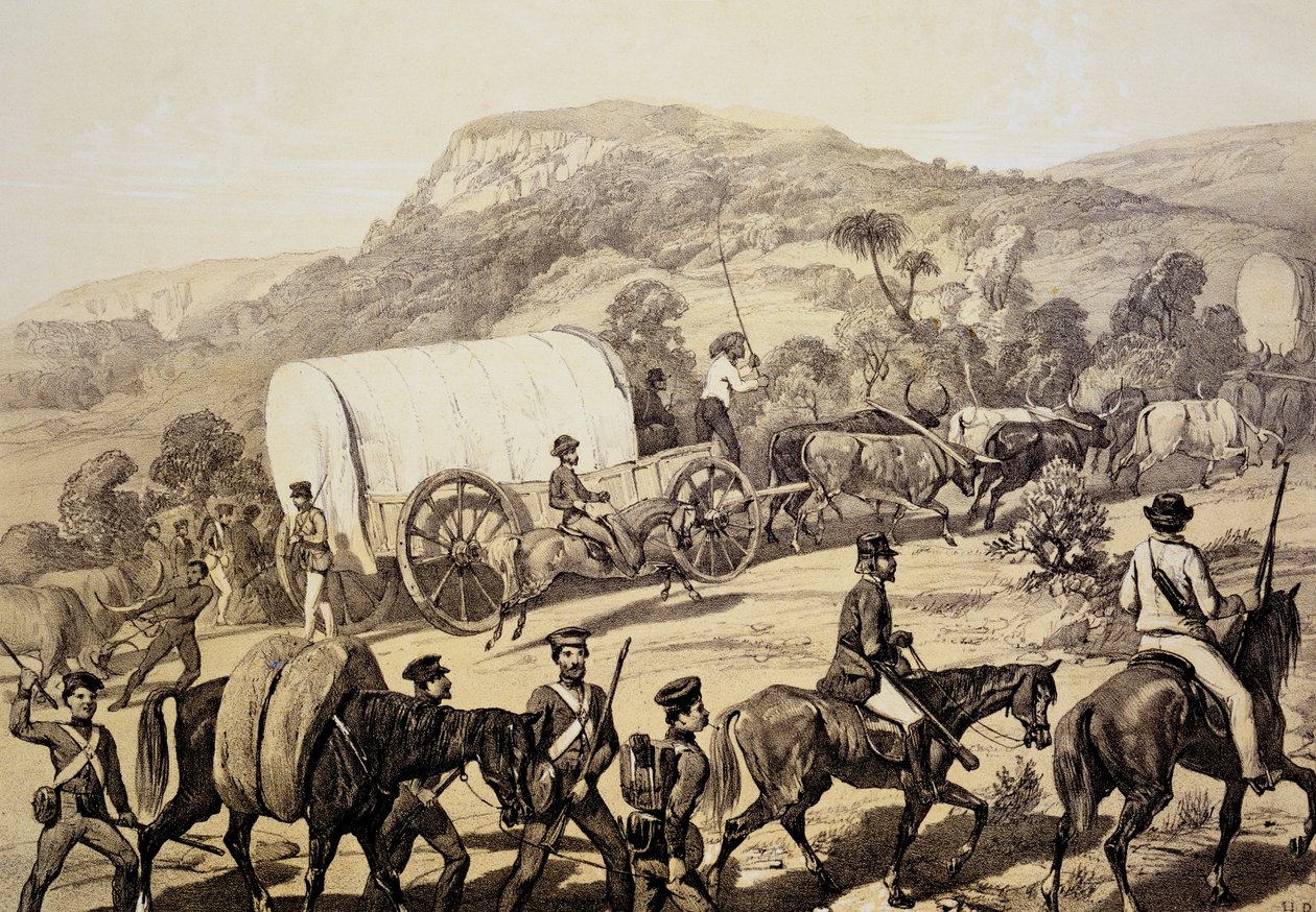 Konwój wagonów ze scen w Kafirland i incydentów w wojnie Kafir w latach 1851-53 autorstwa English School