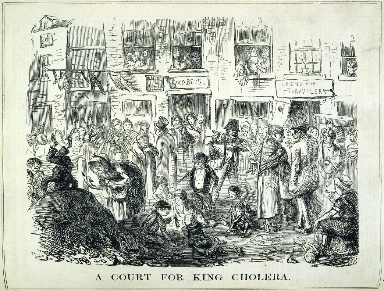 Dwór króla Cholery, ilustracja z „Punch”, 25 września 1852 (lito) autorstwa English School