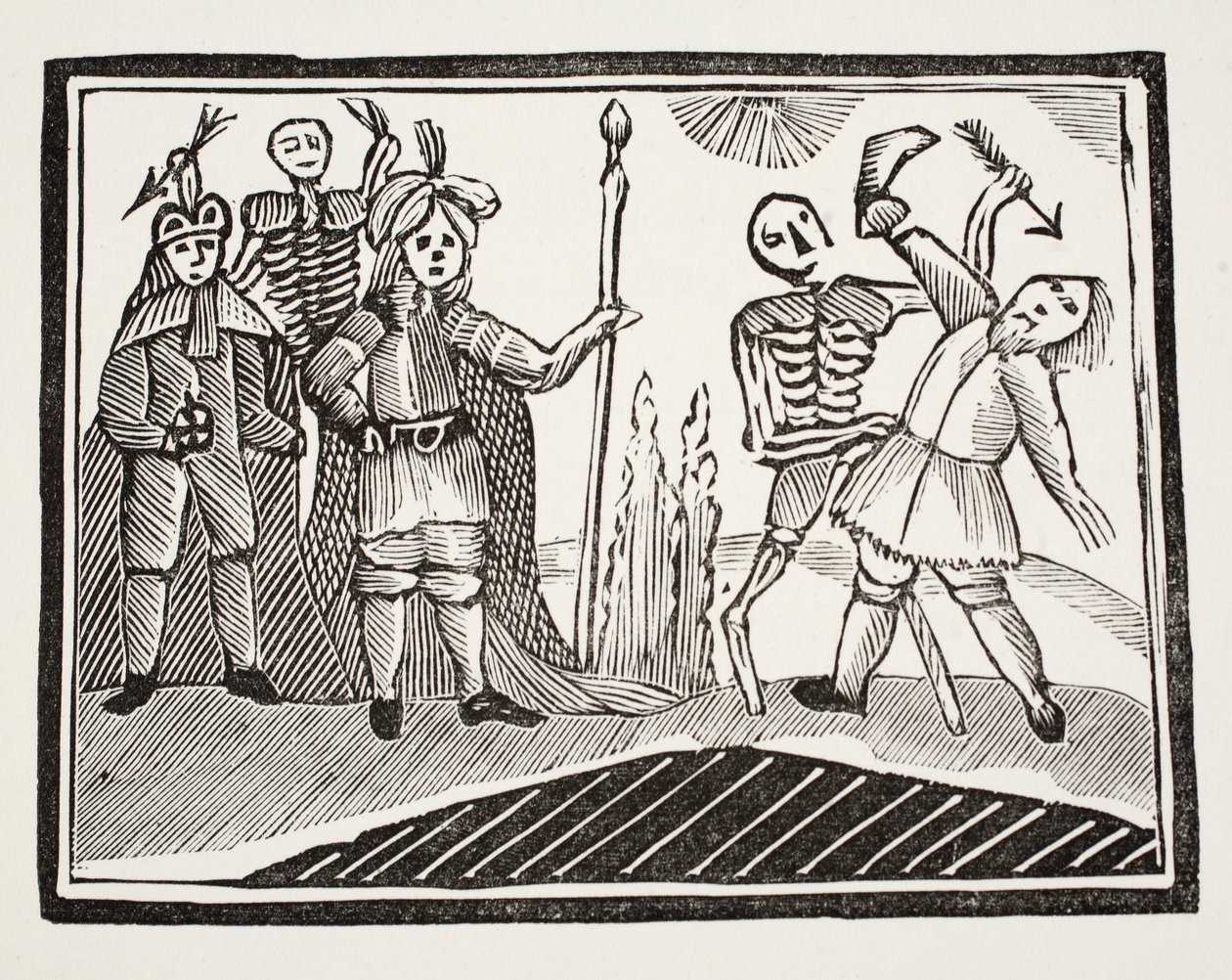 Dialog między ślepcem a śmiercią, ilustracja z książki Chap-books of the Eighteenth Century Johna Ashtona, wyd. 1882 autorstwa English School