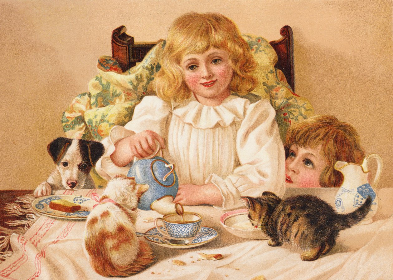 Podwieczorek rodzinny (chromolitho) autorstwa English School