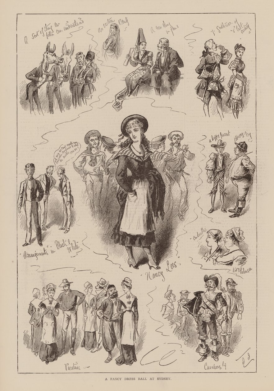 Bal przebierańców w Sydney (grawerunek) autorstwa English School