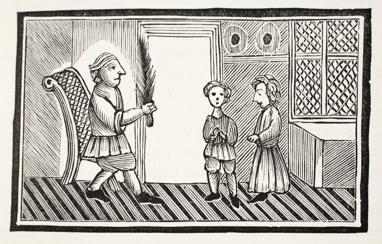 Ojciec i jego synowie, ilustracja z książki rozdziałów XVIII wieku autorstwa Johna Ashtona, wyd. 1882 autorstwa English School
