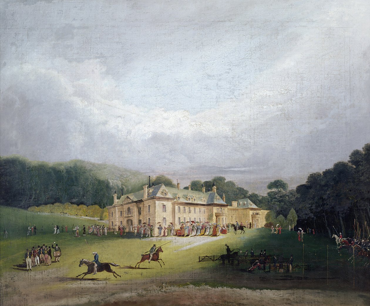 Fete w Firle, gdzie odrodziła się starożytna gra Quintain, 1827 autorstwa English School