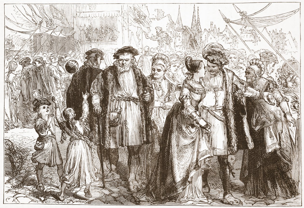 Gala-Day w Norymberdze: Czas, XVI wiek, ilustracja z Historii protestantyzmu Jamesa Aitkena Wylie (1808-1890), wyd. 1878 autorstwa English School