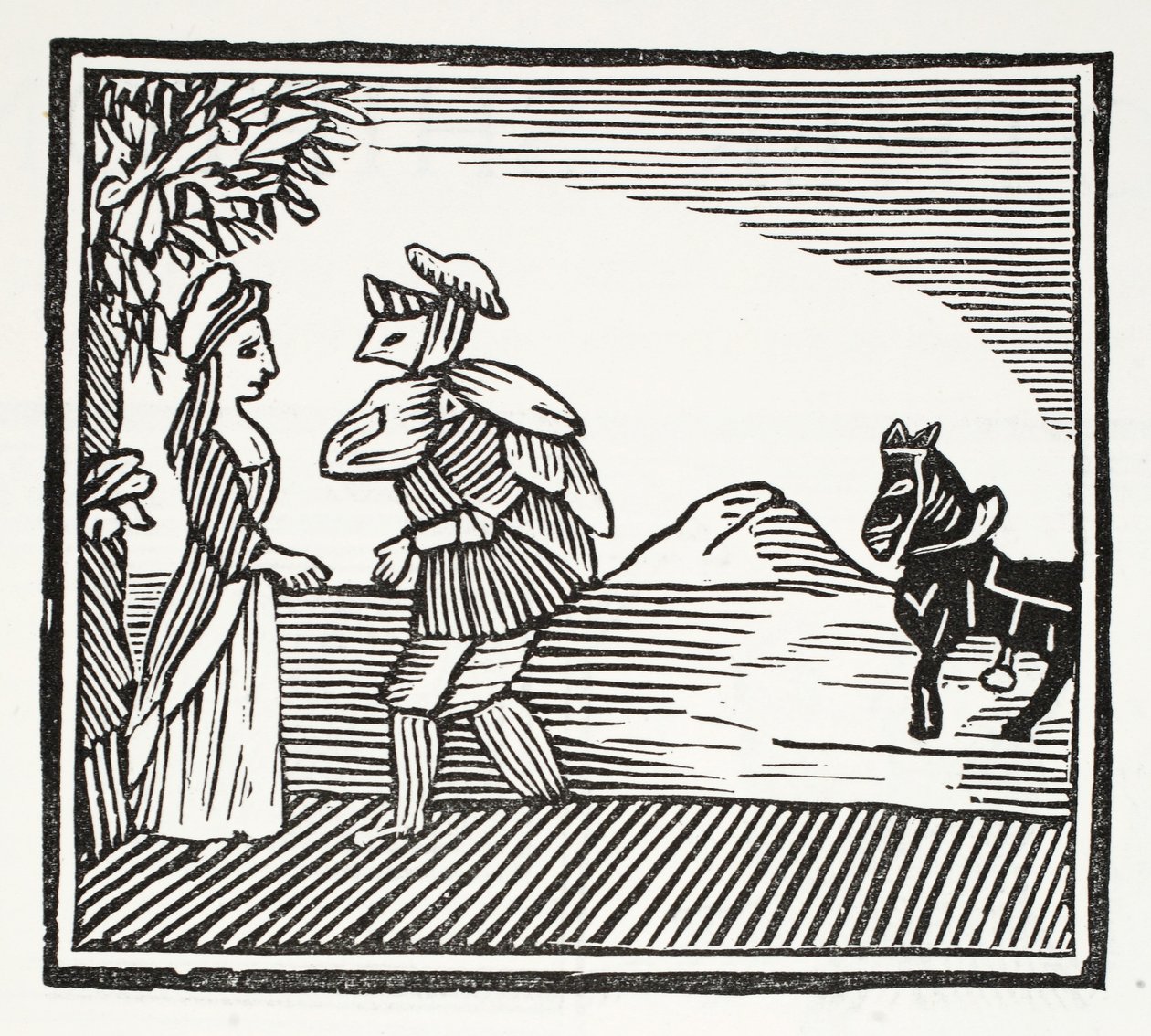 Dżentelmen idący na konsultację z Mother Bunch, ilustracja z książki Chap-books of the Eighteenth Century Johna Ashtona, wyd. 1882 autorstwa English School