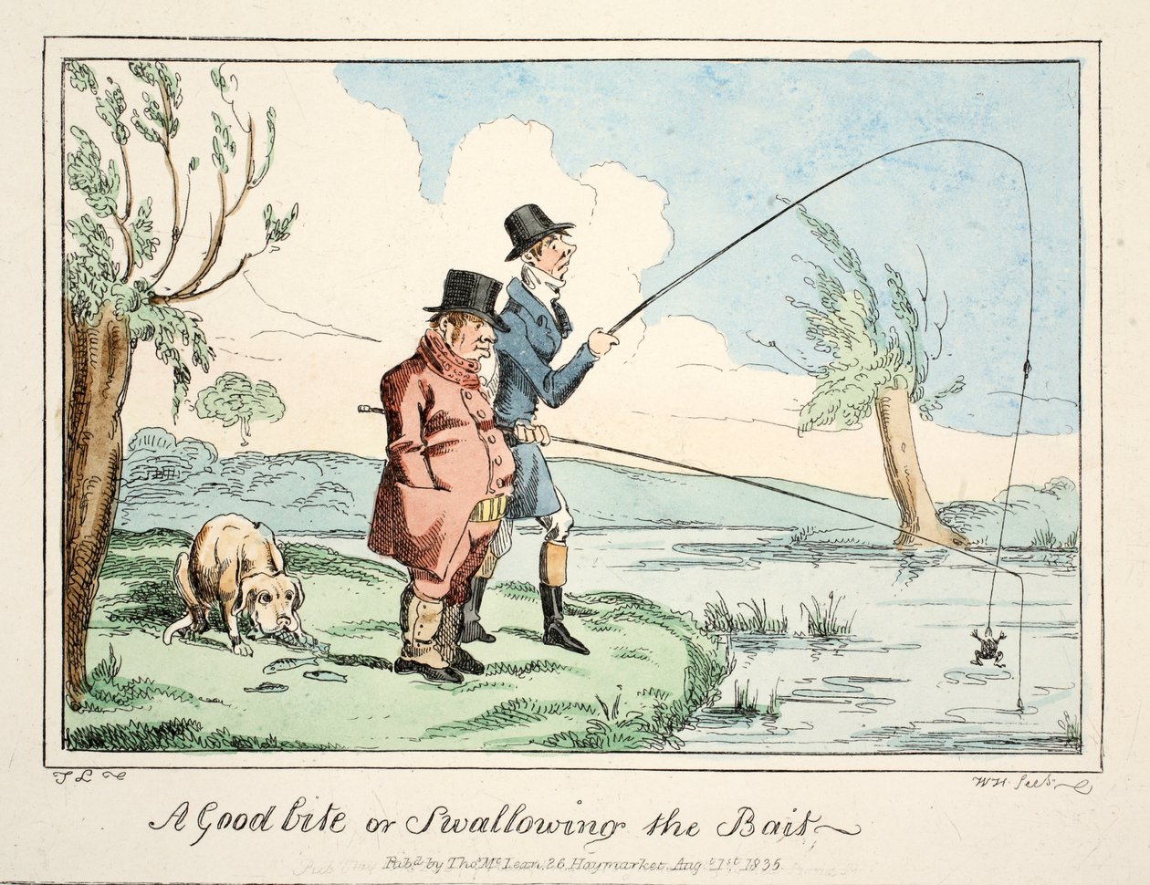 Dobry kęs lub połknięcie przynęty, wyd. 1835 (grawerowanie ręcznie kolorowane) autorstwa English School