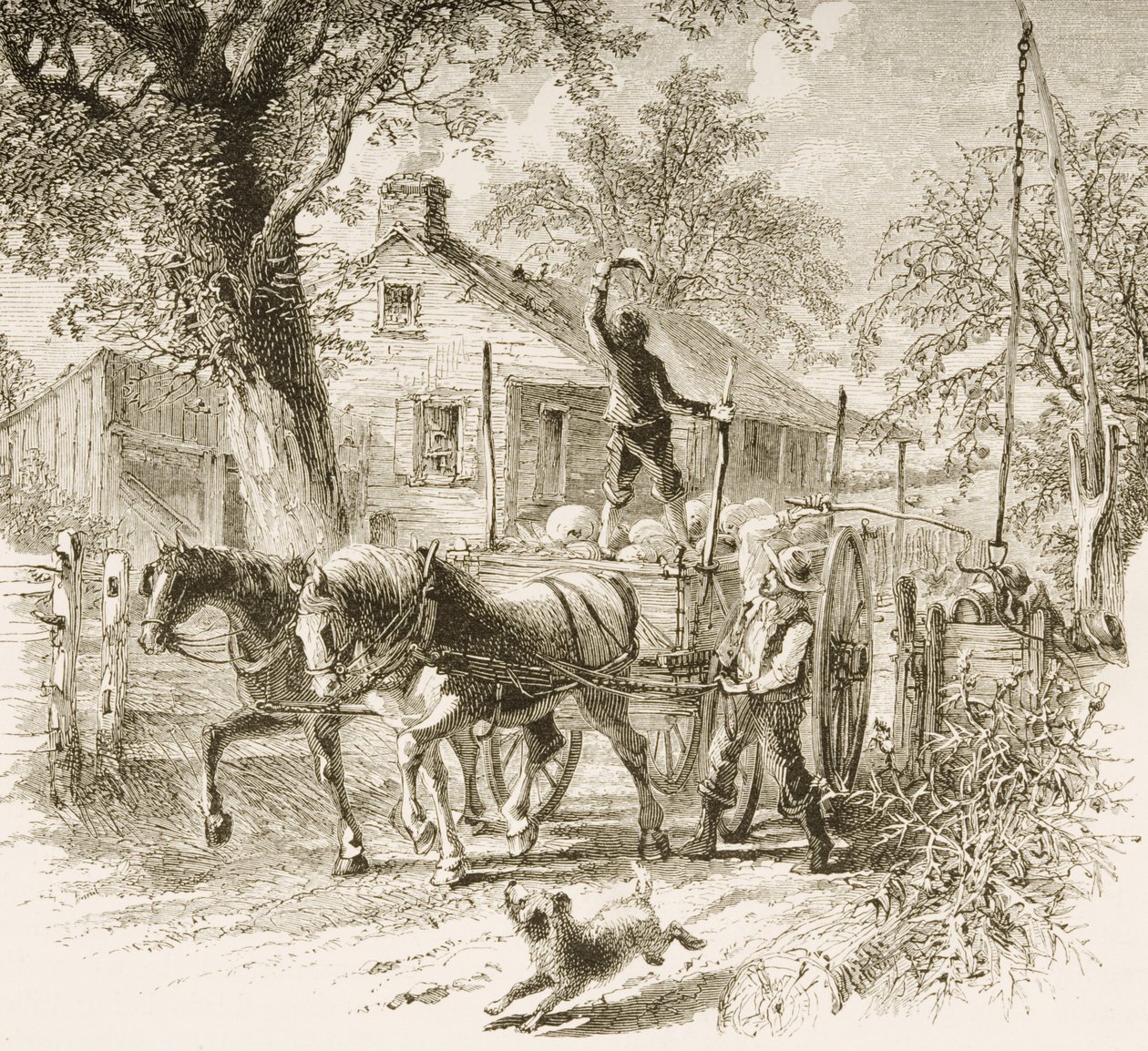 A Homestead w Kansas, z „American Pictures”, wydanego przez The Religious Tract Society, 1876 autorstwa English School