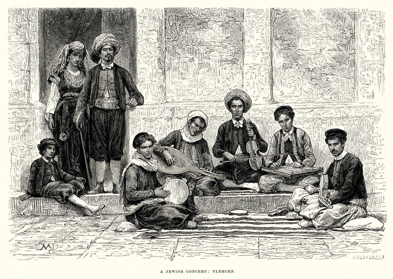 Koncert żydowski: Tlemcen (rycina) autorstwa English School