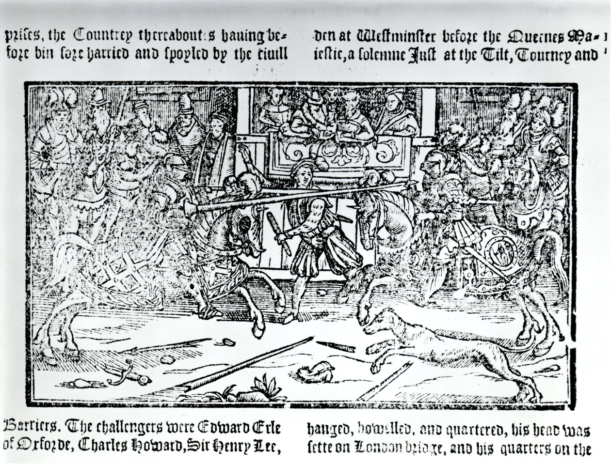 Turniej rycerski z „Chronicles of England” Holinshed, 1577 autorstwa English School