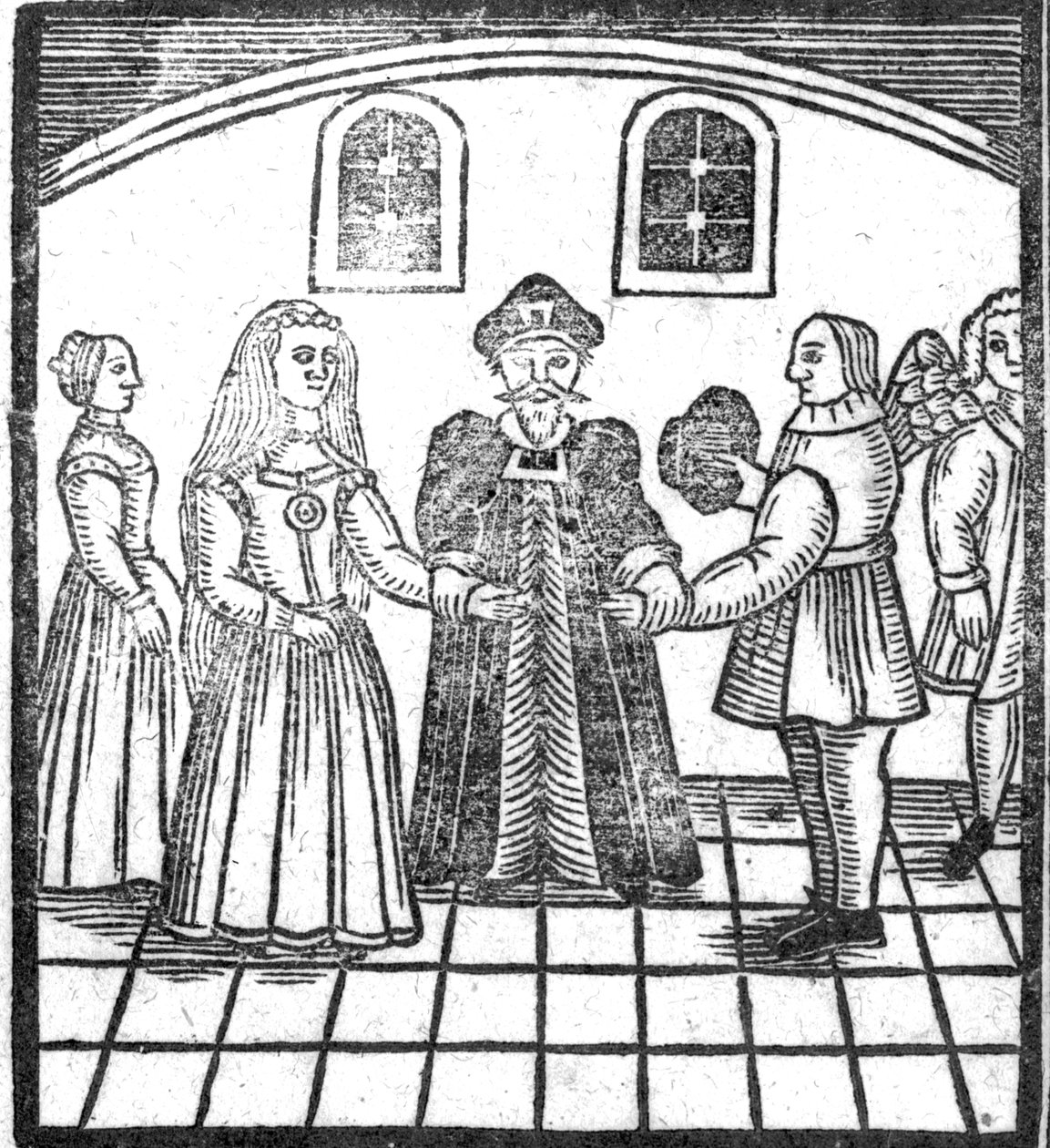 Ceremonia zaślubin, ilustracja z Ballad z Księgi Roxburghe autorstwa English School