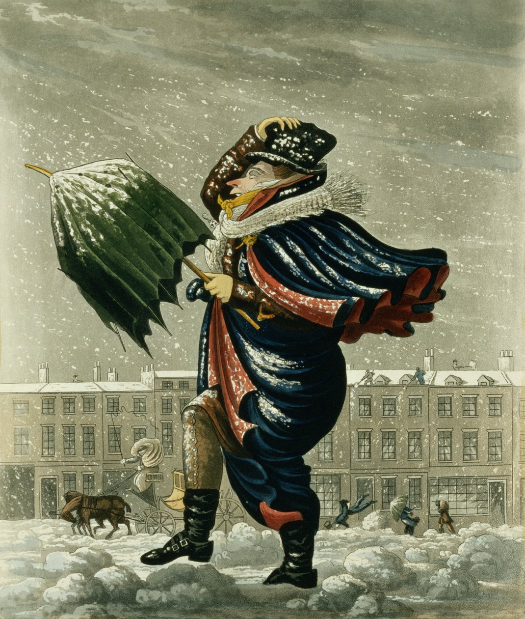 Wesołych Świąt i Szczęśliwego Nowego Roku w Londynie, grawerowane przez G. Hunta, 1827 autorstwa English School