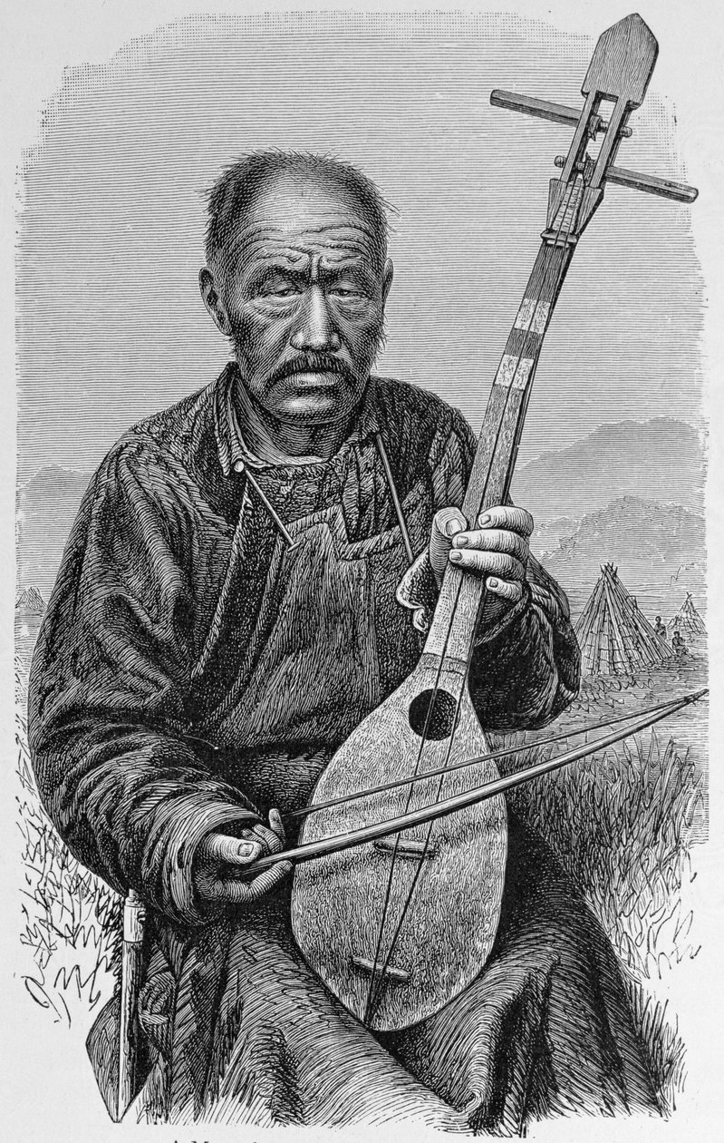 Muzyk mongolski, z „Historii ludzkości”, tom III, prof. Friedricha Ratzela, 1898 autorstwa English School