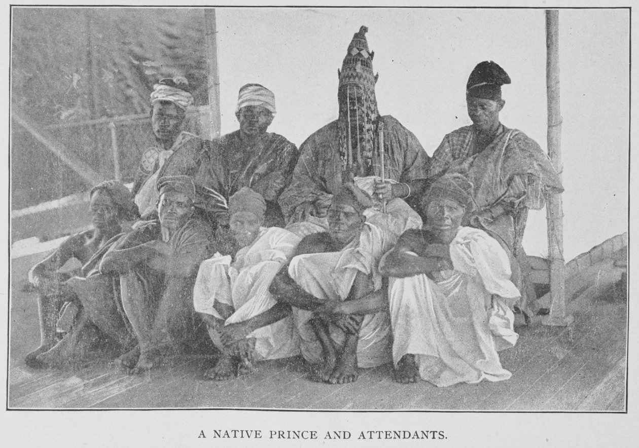 A Native Prince and Attendants, ilustracja z „W lesie i dżungli Afryki: czyli sześć lat wśród Jorubanów”, ks. Richard H. Stone, c.1899 (odbitka fotomechaniczna) autorstwa English School