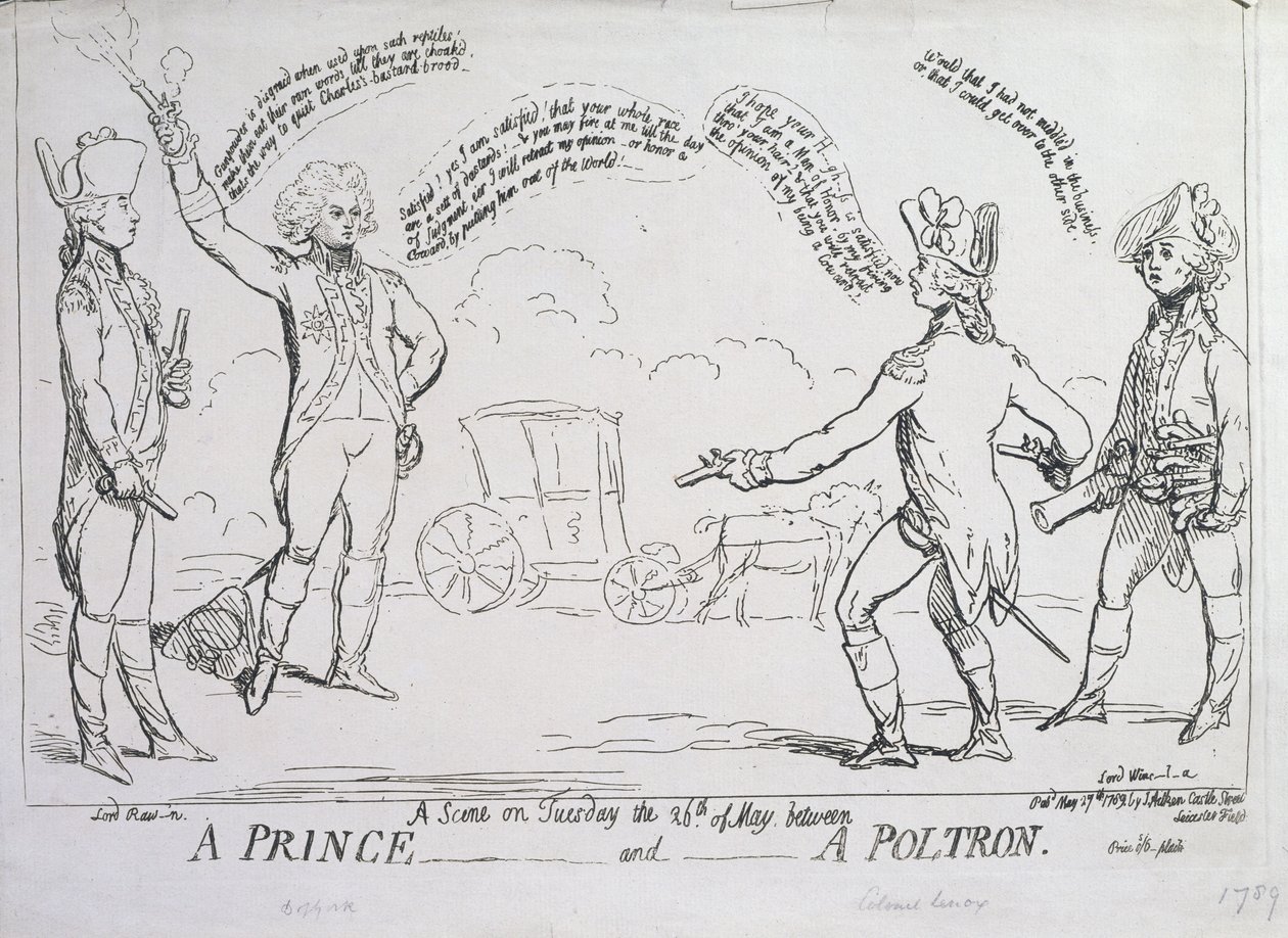 Książę i poltron, wydana przez J. Aitkena w 1789 r. autorstwa English School
