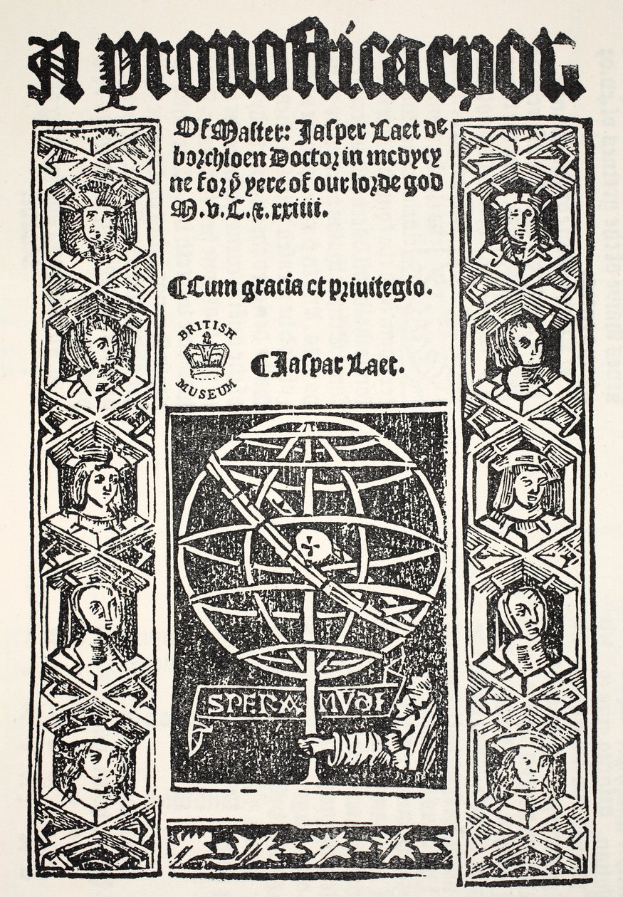 Prognostyka, Jasper Laet (fl.1485-1532), druk R. Bankes, 1524 autorstwa English School
