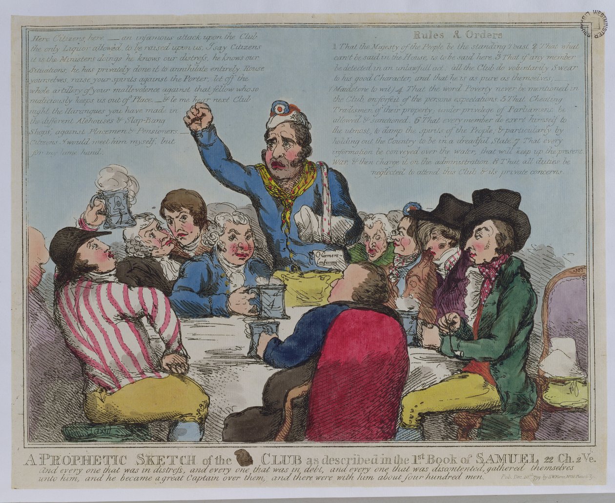 Proroczy szkic klubu opisany w 1. Księdze Samuela, 22 Ch, 2 Ve, wyd. przez S.W. Fores, 1799 (kolorowa akwaforta) autorstwa English School