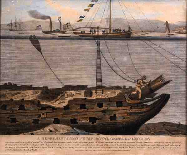 Przedstawicielstwo H.M.S. Royal George 108 Guns, opublikowany w 1833 roku (kolorowe grawerowanie) autorstwa English School