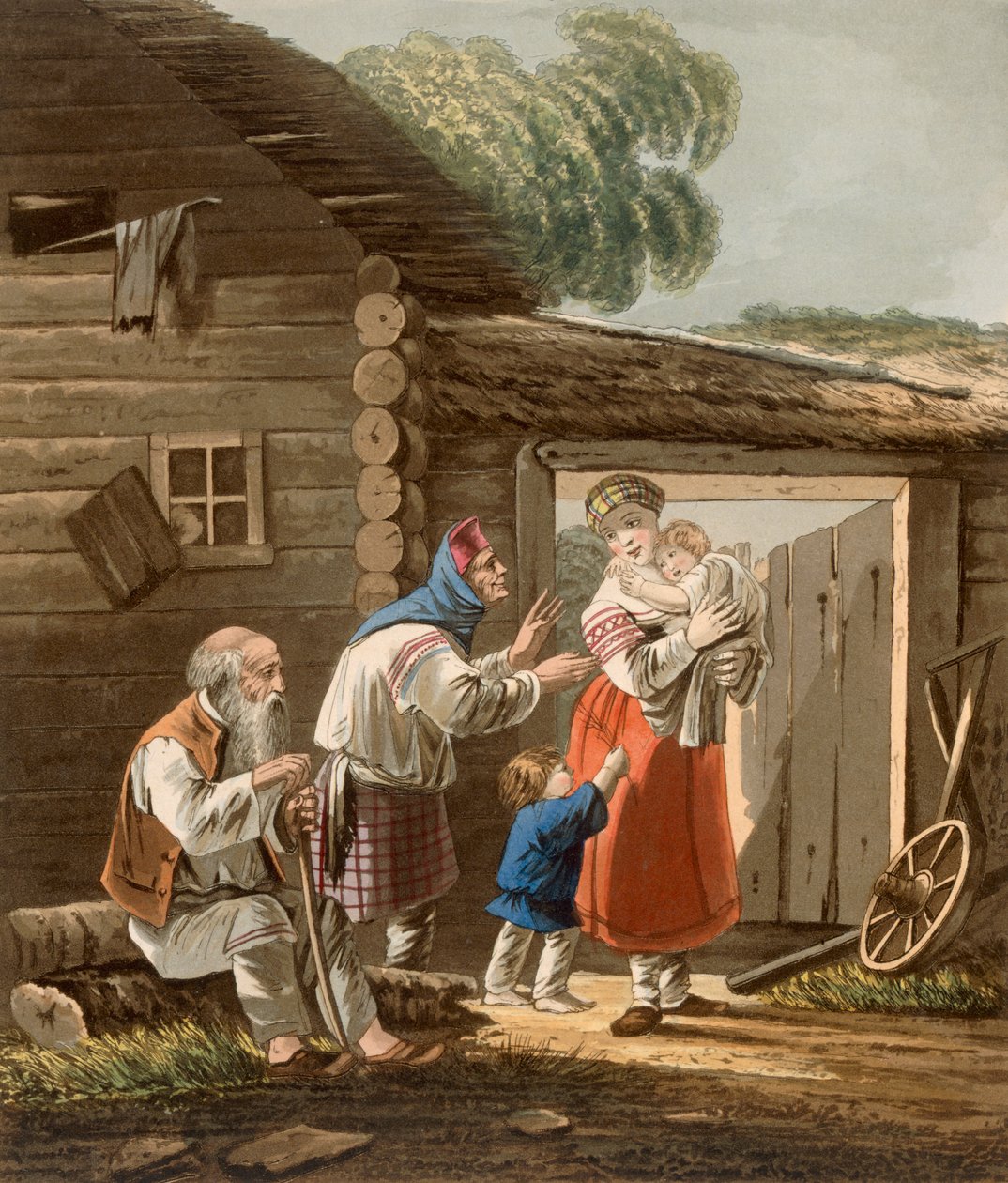 Rosyjska rodzina chłopska, 1823 autorstwa English School